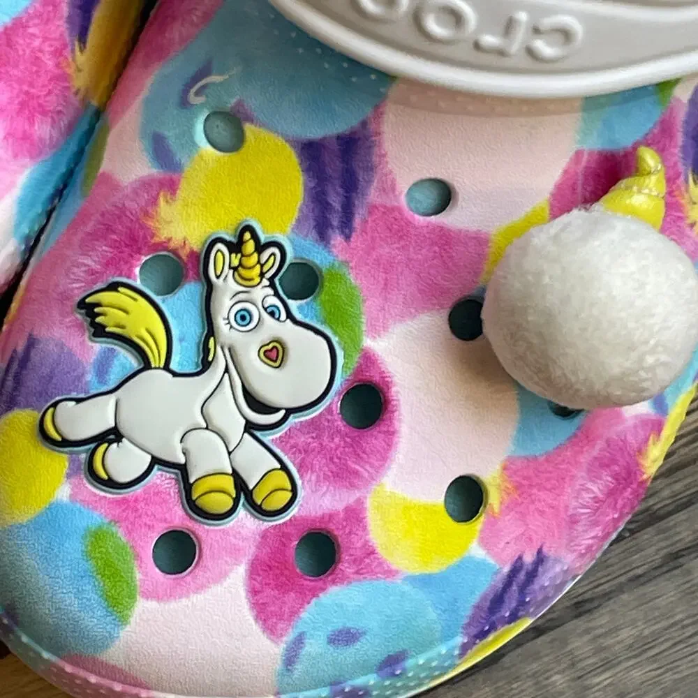 Crocs Disney Pixar Fluffy Festival Clogs M9 W11 Toy Story Unicorn Lined